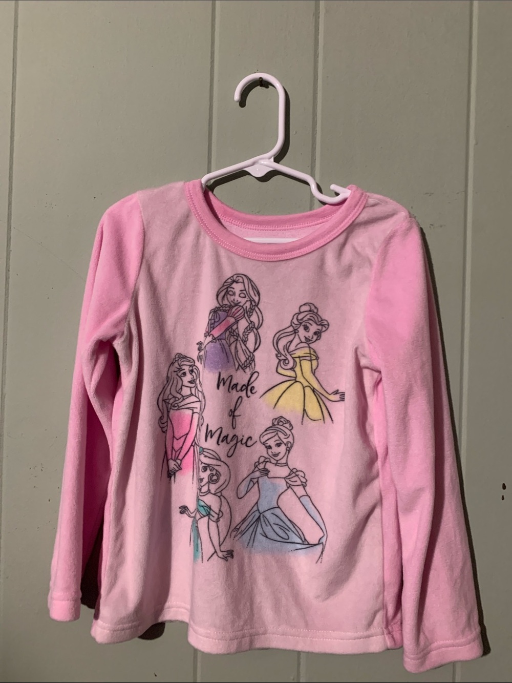 Disney Pink Long-Sleeve Princess Graphic Tee with Multicolor Accents